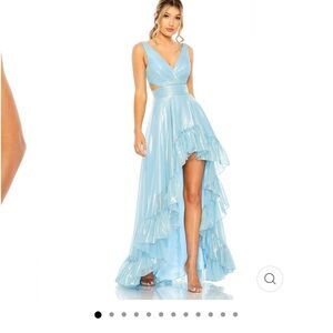 Mac Duggal CUT OUT HIGH LOW RUFFLE GOWN